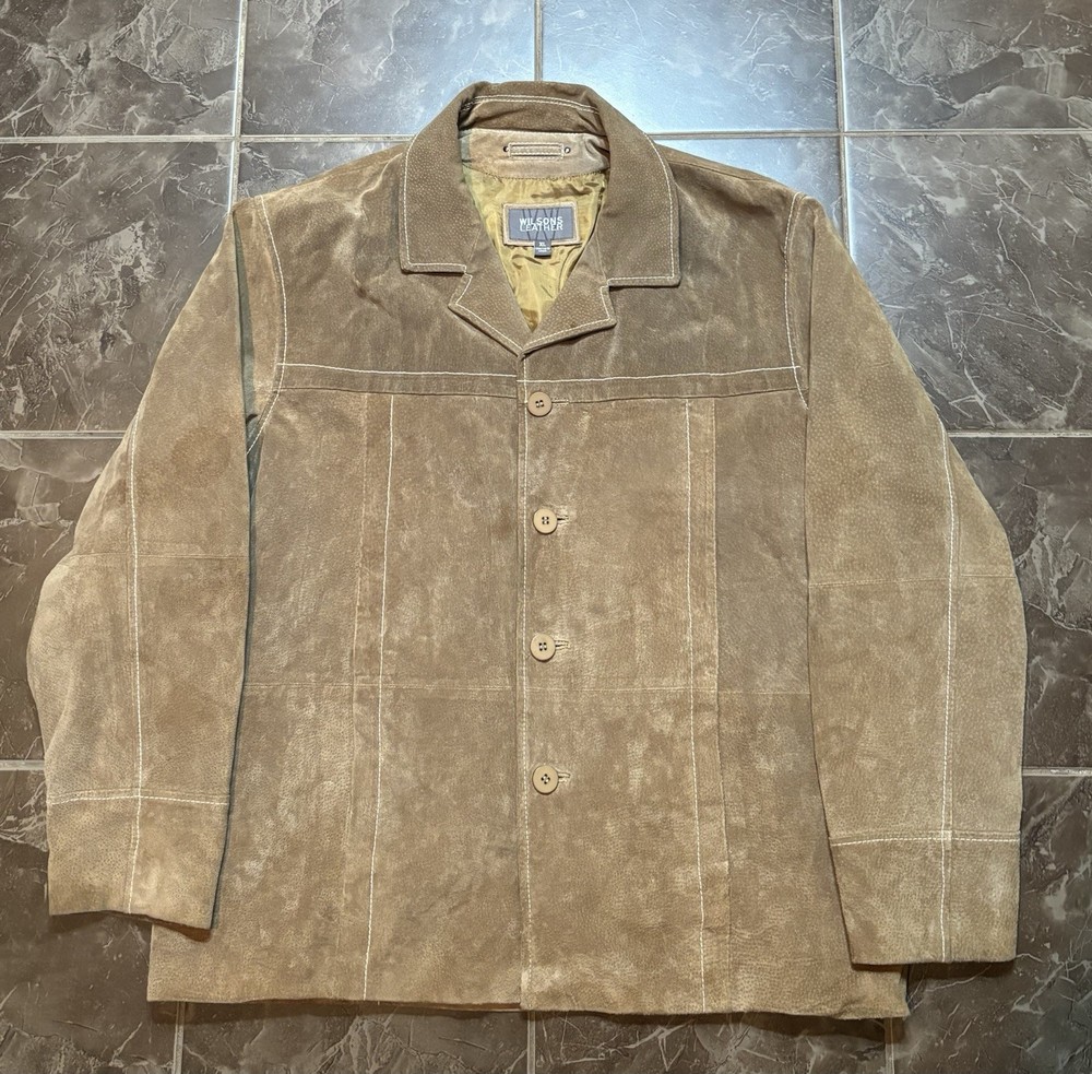Wilsons Leather Brown Suede Jacket Men Size XL Very Nice