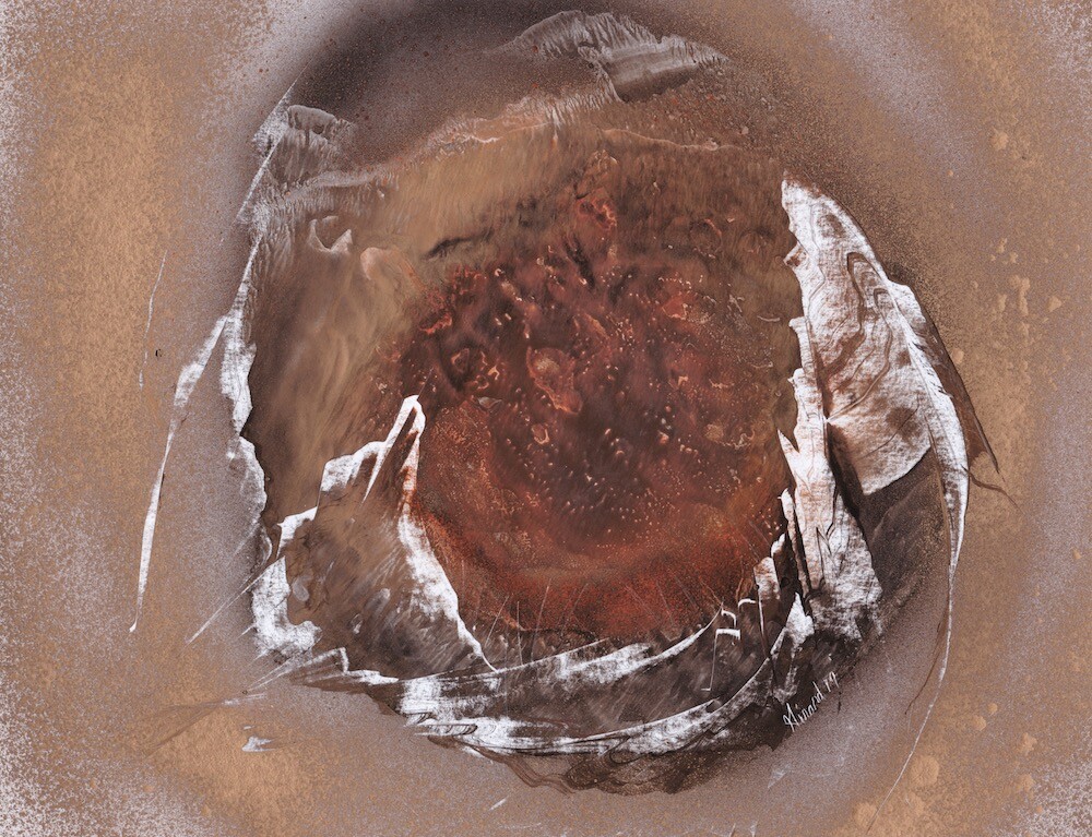 Landscape Signed Artwork signed by Jason Girard in Gold and Rust color.