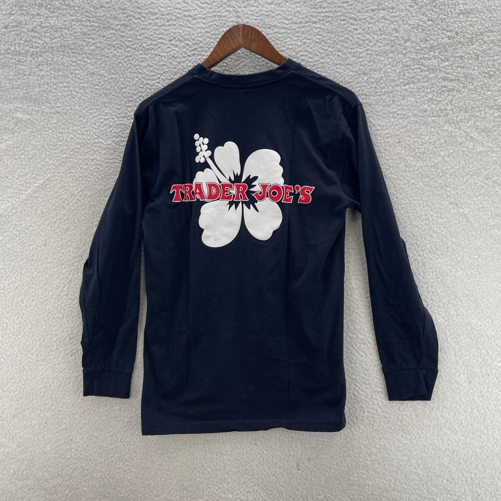 Trader Joes T Shirt Mens Medium Black Long Sleeve Grocery Store Employee Tee