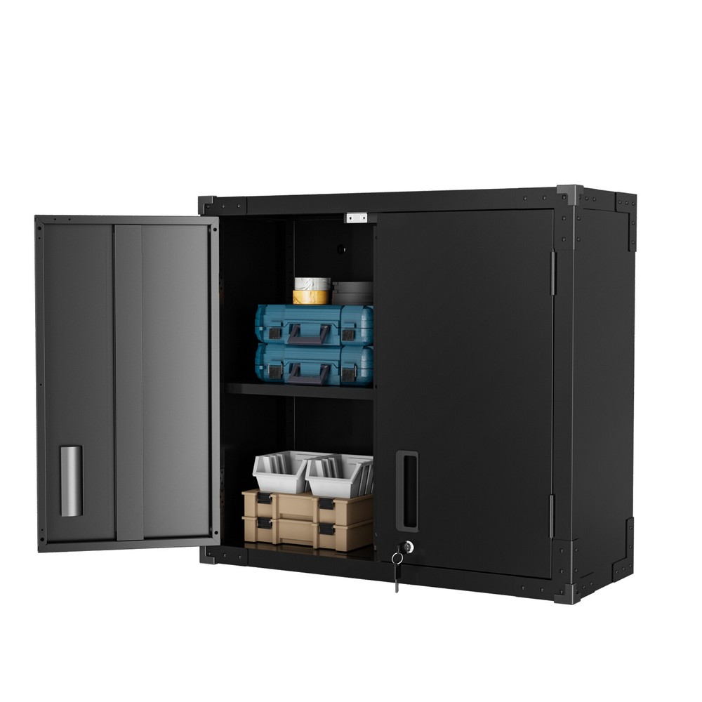 Heavy-duty Garage Wall Mount Cabinet with Locking Doors and Adjustable Shelf