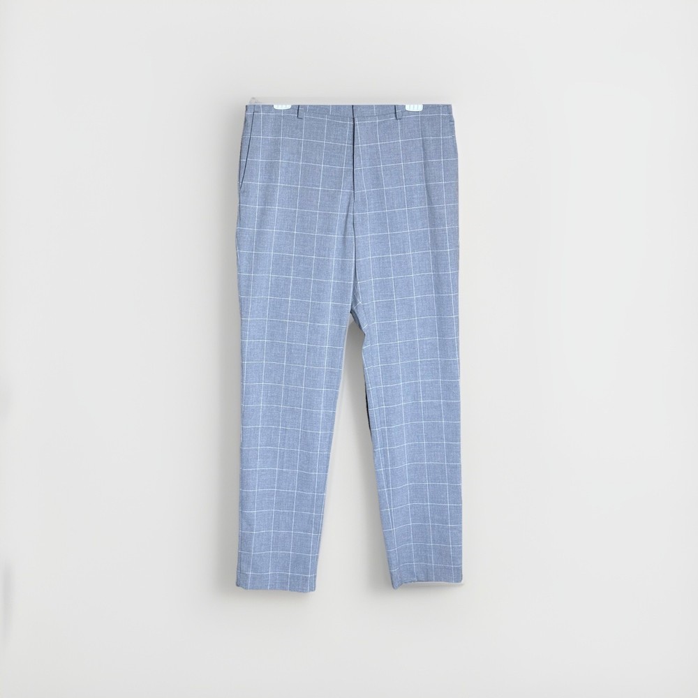 H&M Dress Pants Men's 31 Gray Window panel Check Slim Fit Business Casual Coupe