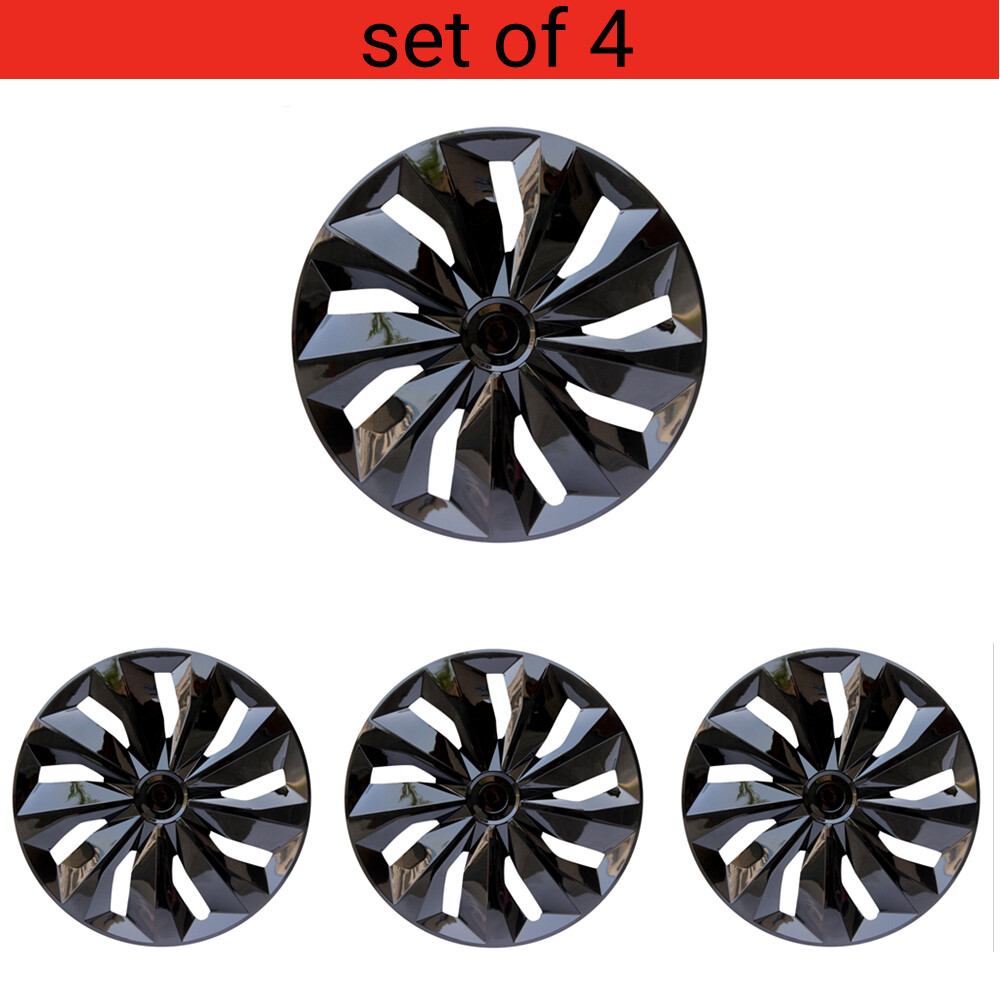 4PCS Black Snap-On Universal Wheel Covers for 15 Inch Tires