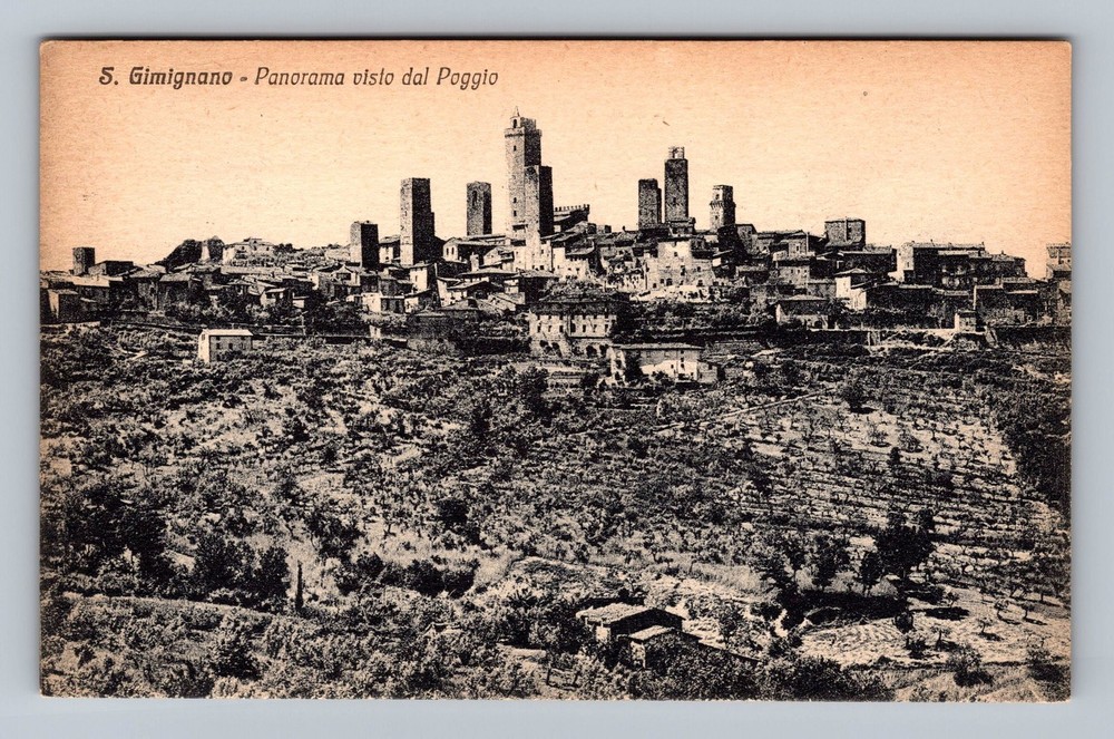 Italy - S Gimignano- Tuscany Panorama View Of Poggio Old View Vintage Postcard