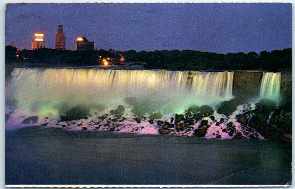 The American Falls illuminated from Queen Victoria Park - Niagara Falls, N. Y.