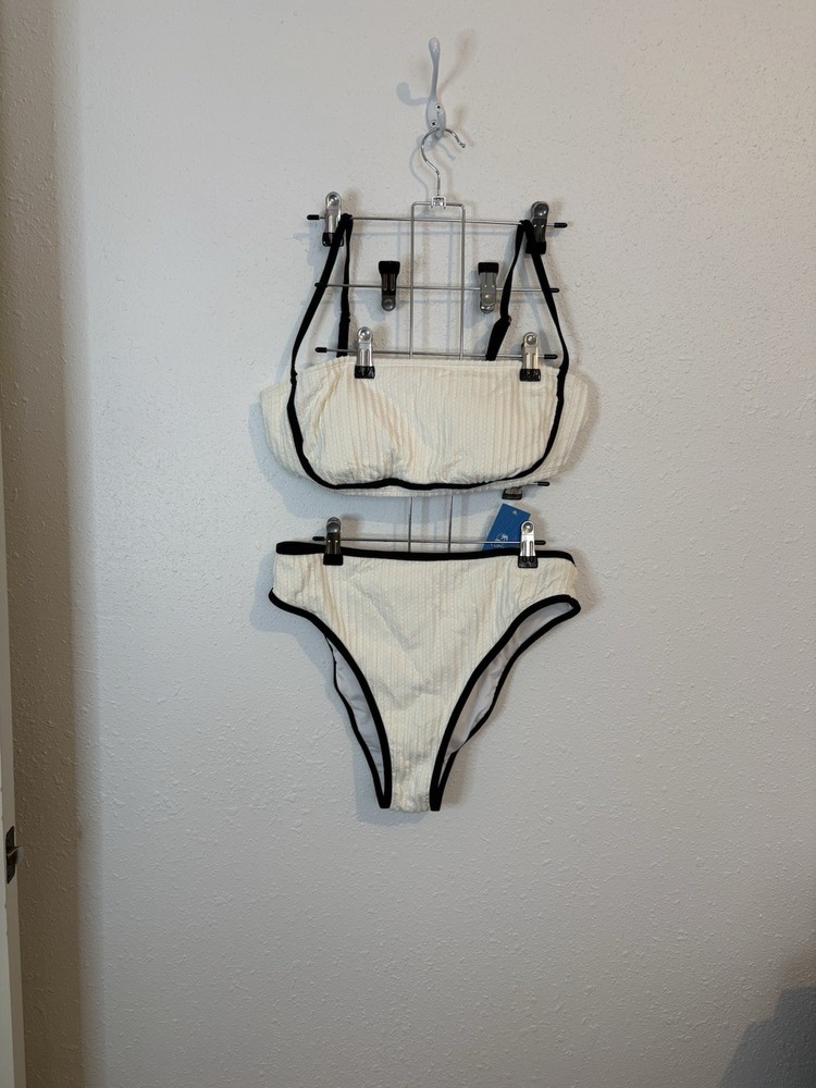 Cupshe Women's Bikini White and Black Size Large Textured