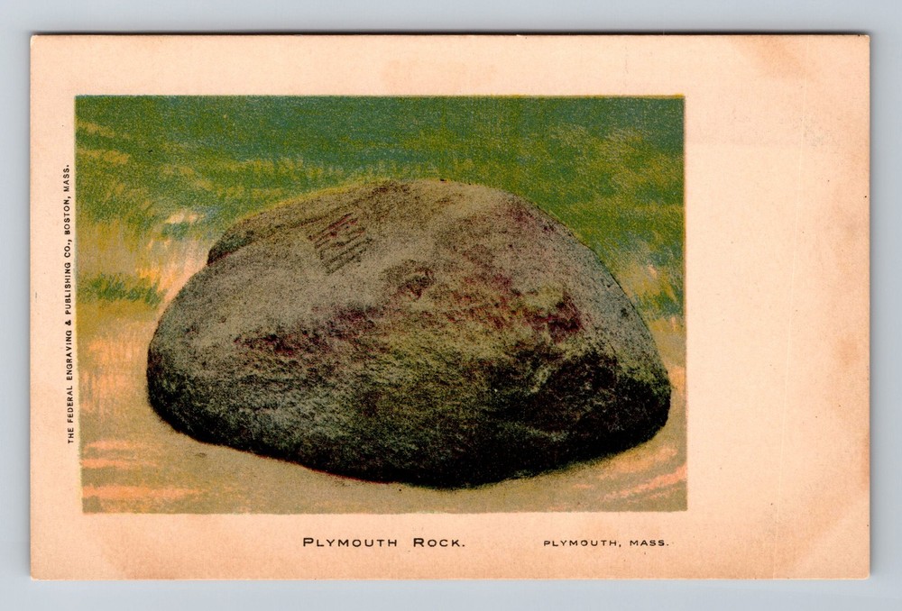 Plymouth MA-Massachusetts Standard Plymouth Rock Old Card View Vintage Postcard