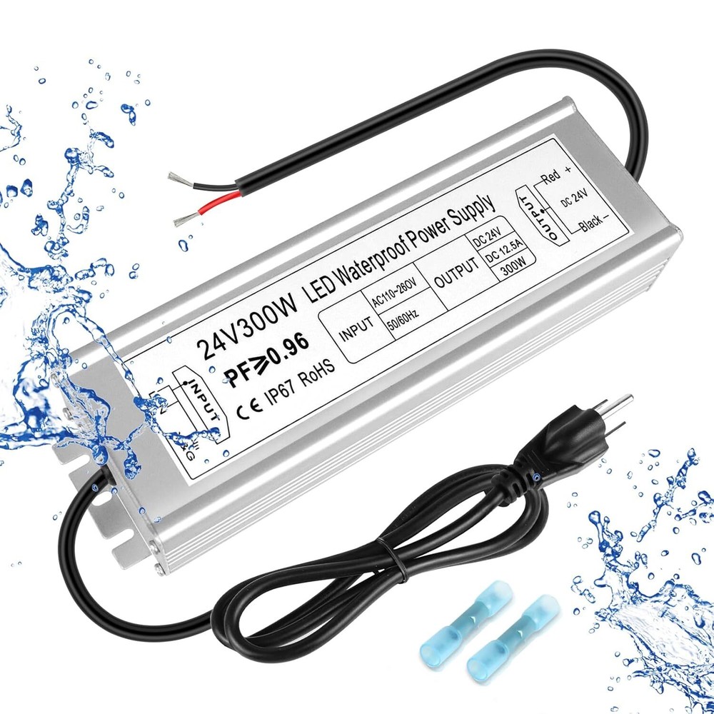 LED Driver 300W 24V Power Supply  IP67 Waterproof Low Voltage Transformer  ... .