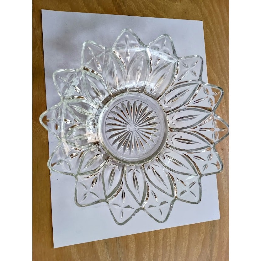 Vintage Federal Glass Clear Petal Pattern Serving Bowl 10