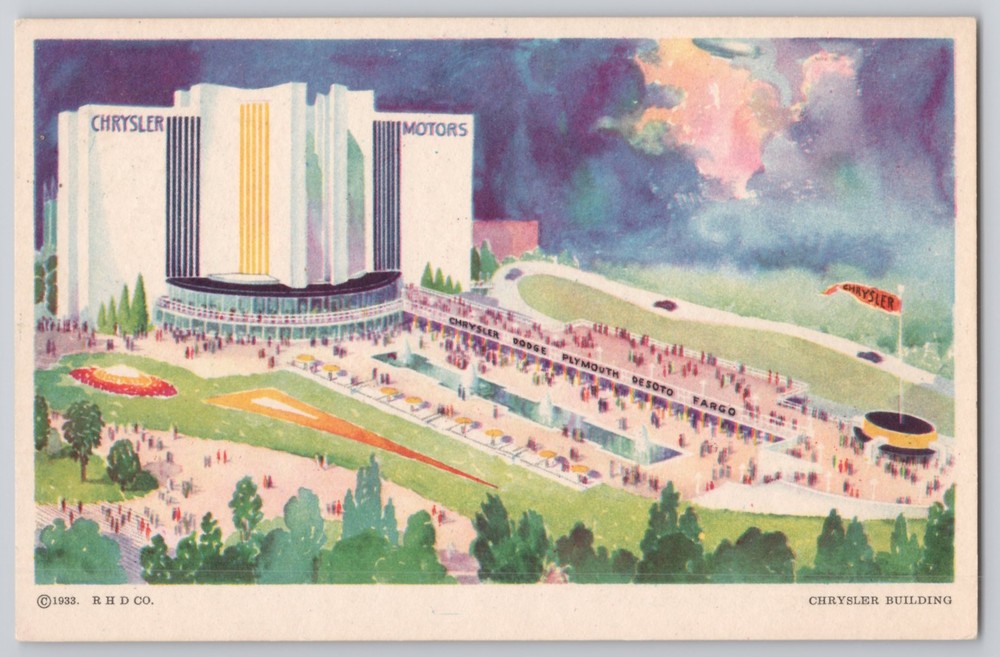 Chicago, IL Chrysler Building, Century of Progress World's Fair, Linen 1933