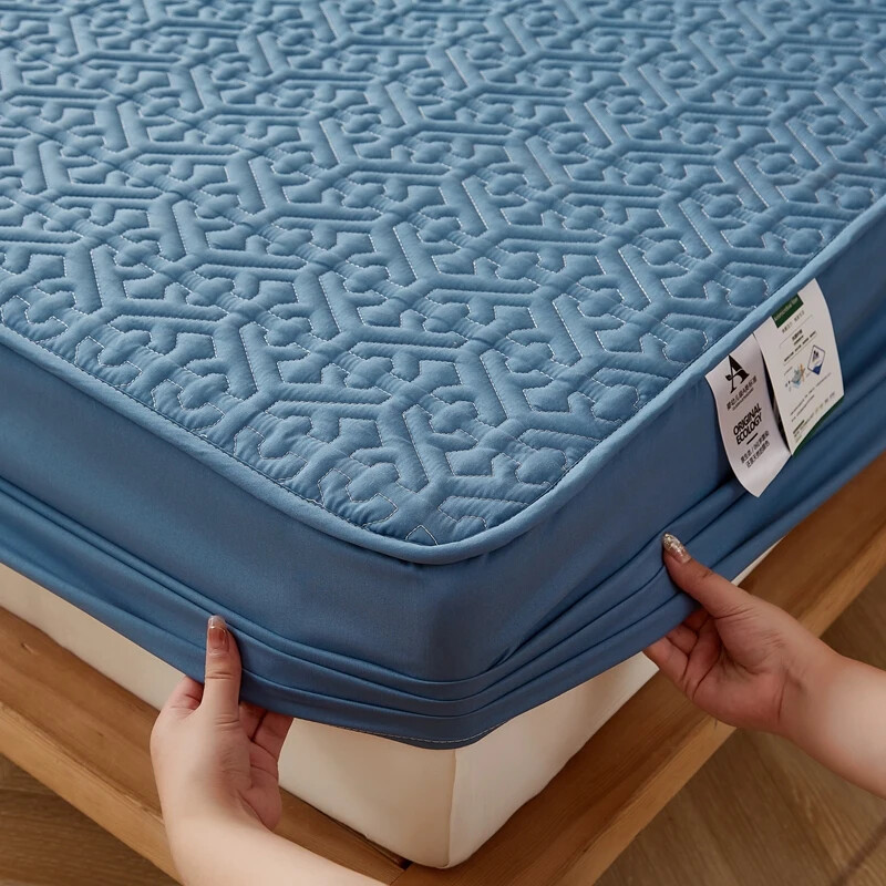 Pure Cotton Quilted Mattress Pad Topper Protector FittedSheet Without Pillowcase