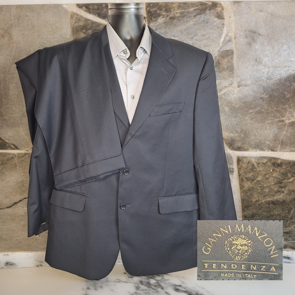 Gianni Manzoni 2 Piece Suit Mens 44R 36X29 Navy 3 Button VL Super 120 Wool