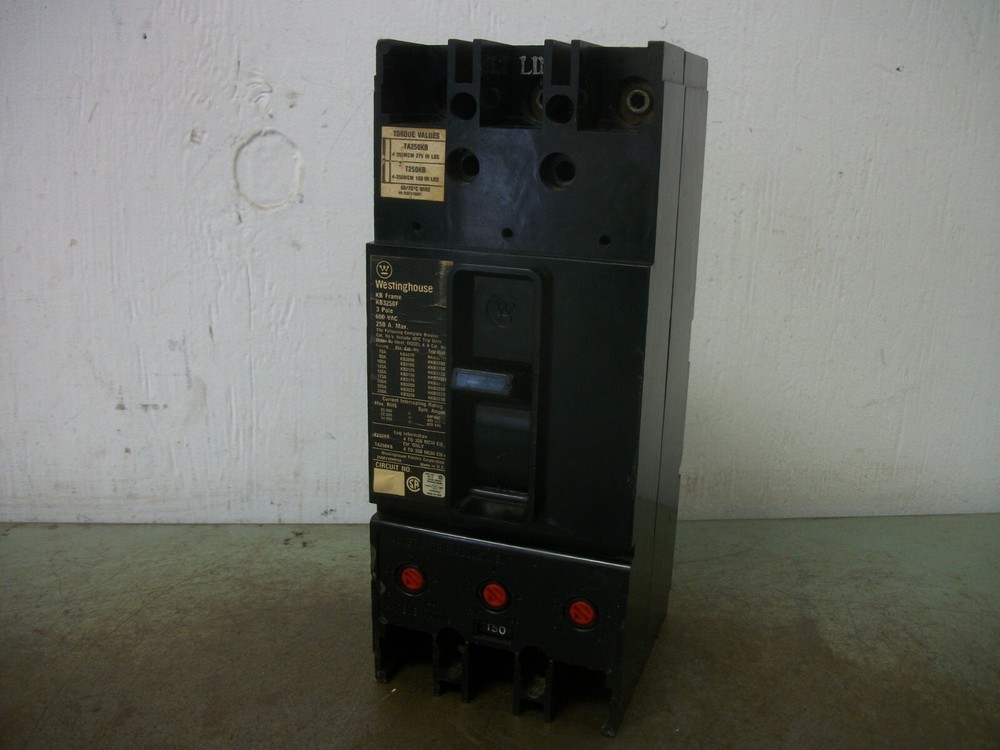 Westinghouse Kb Circuit Breaker Kb3250F 250Amp 600Volt 3Pole W/150A Trip