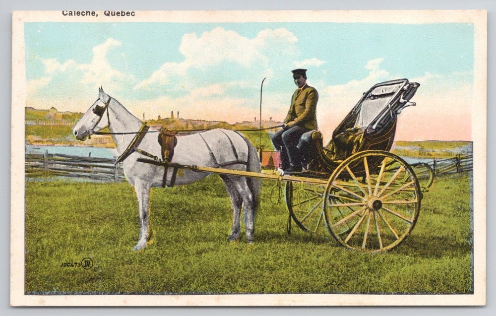 Vintage Caleche Quebec Postcard - Horse Drawn Carriage Canada V & Sons