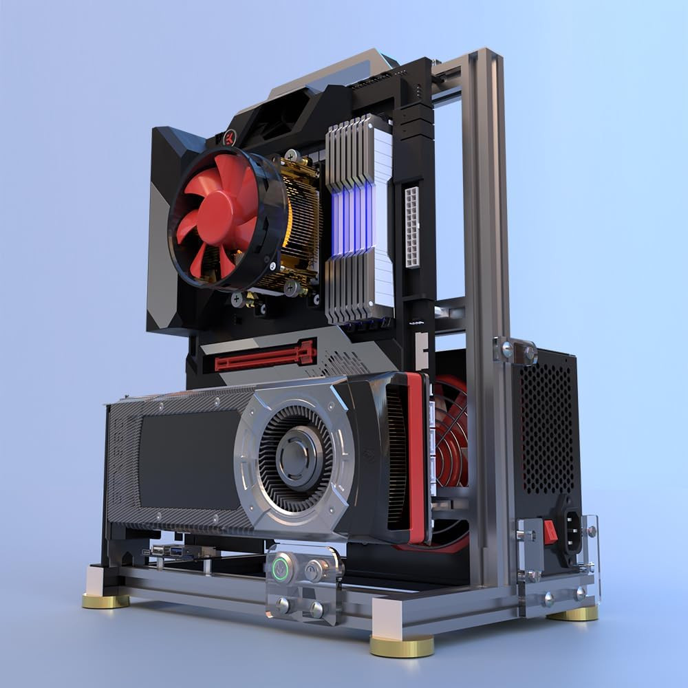 DIY Open Frame PC Chassis, Aluminum Computer Case, Supports ATX Motherboard, Exc