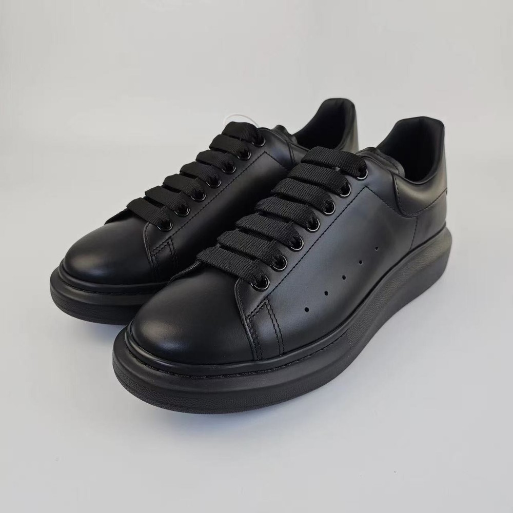 Alexander McQueen Oversized Triple Black Leather Sneakers Casual Shoes