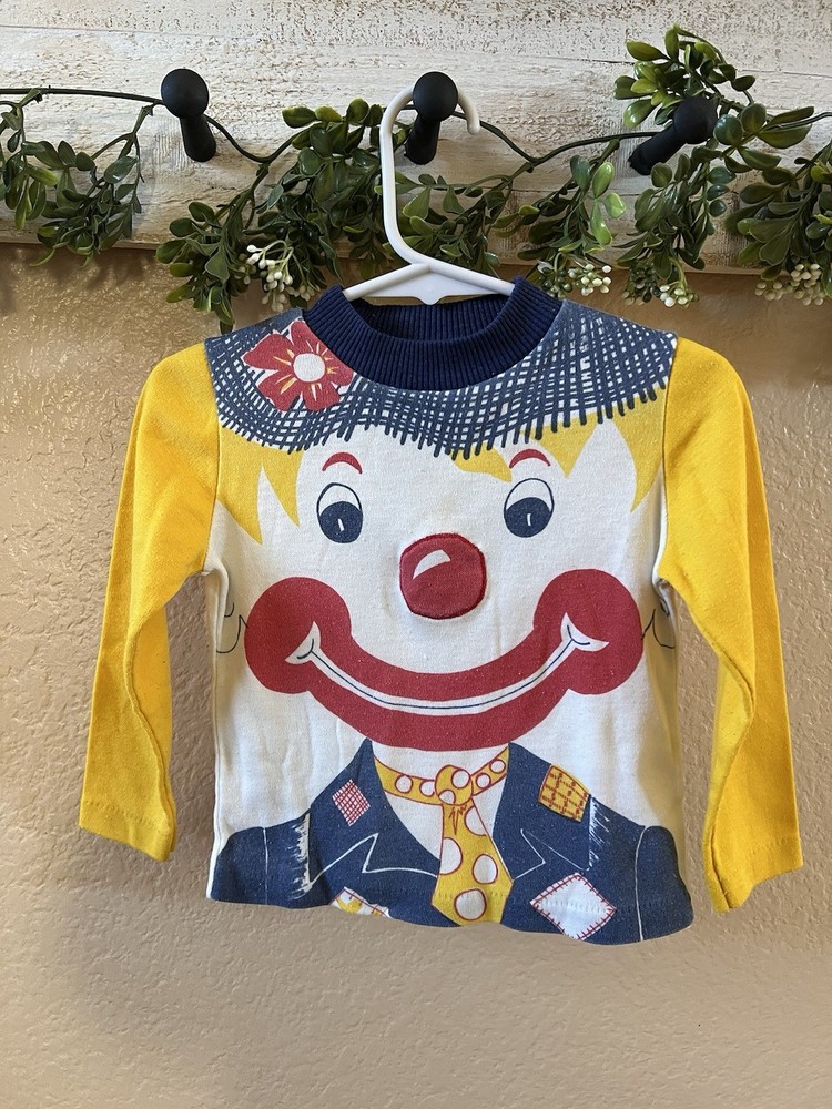 Vintage Circus Clown Baby/Toddler Long Sleeve Shirt 18-24 Months? As Is