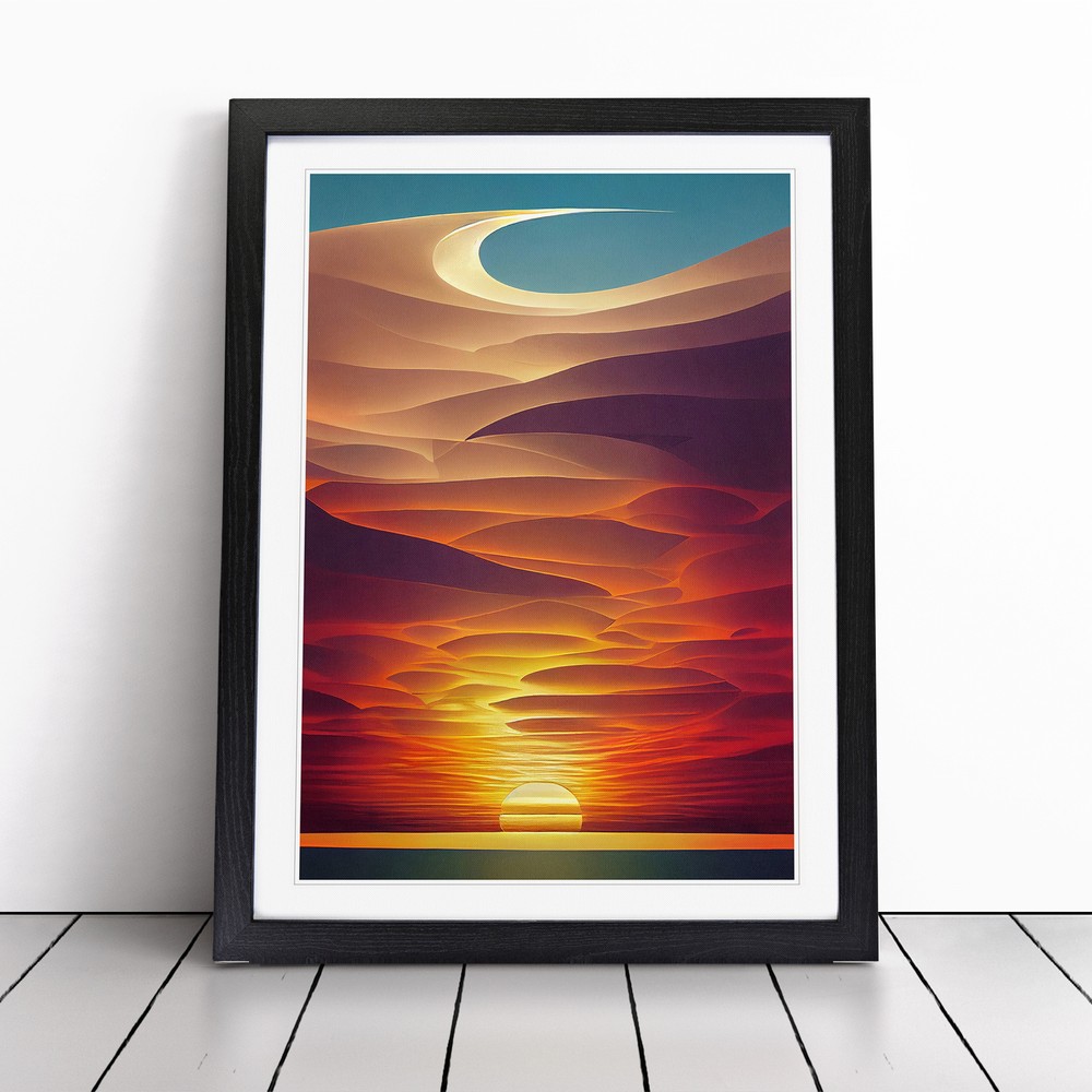 Mystical Abstract Ocean Sunset Wall Art Print Framed Canvas Picture Poster Decor