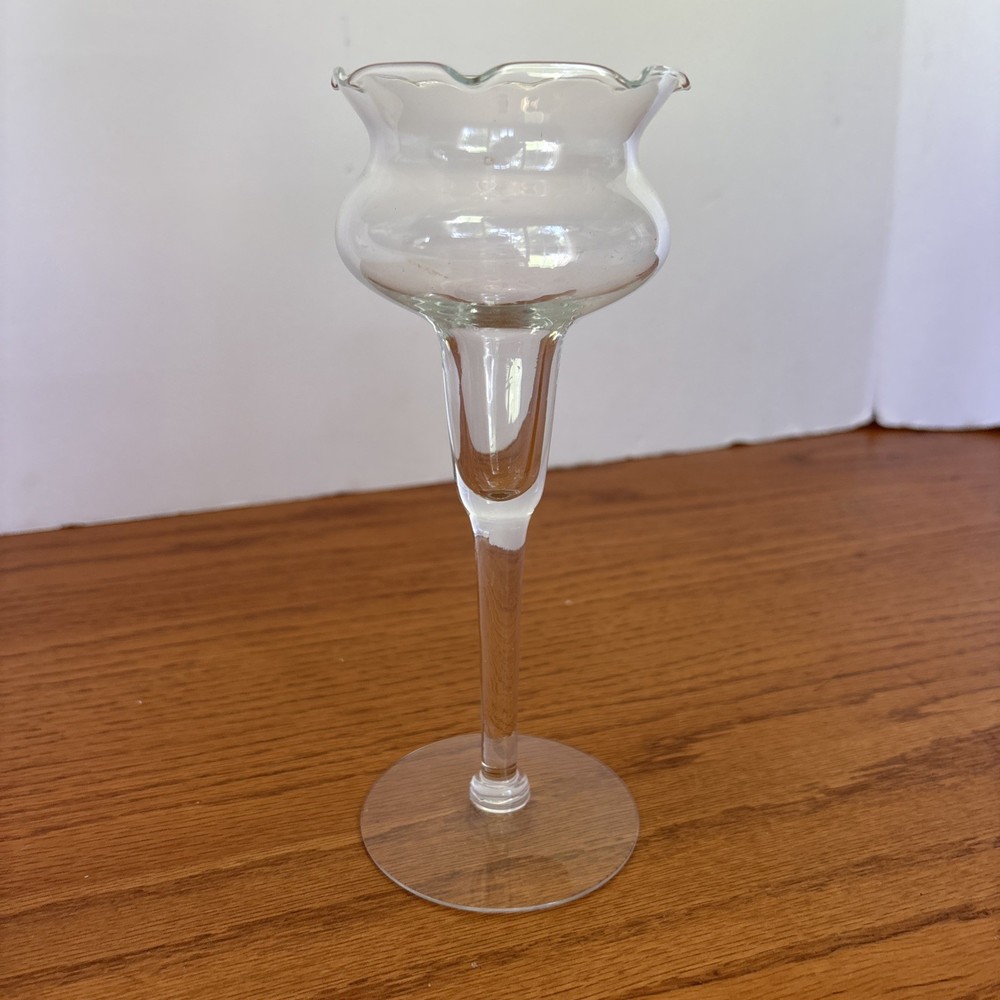 Princess House Heritage Hand Blown Scalloped Crystal Candle Holders Vintage