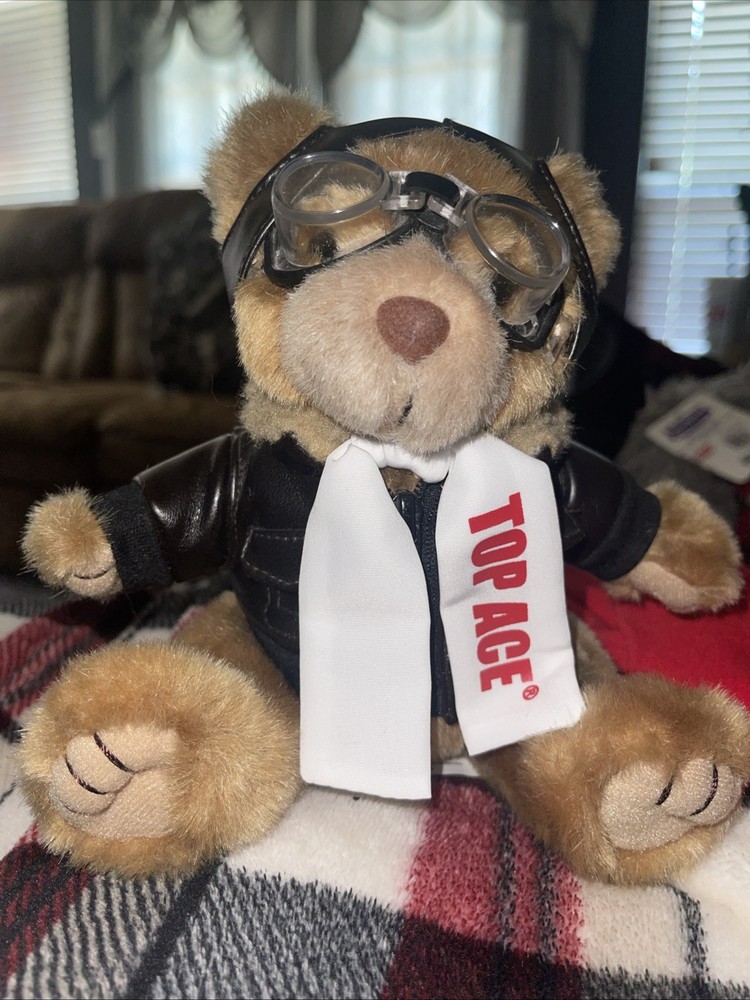 Vintage US Airways Pilot Teddy Bear in Aviator Bomber Jacket Plush Stuffed Animal  