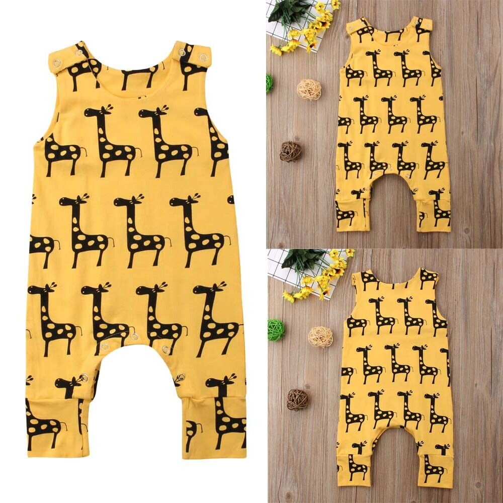 Newborn Baby Girls Outfits Sleeveless Tank Romper Jumpsuit Bodysuit Clothes Set