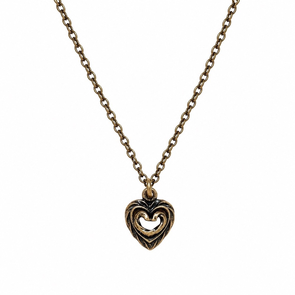 Kalevala Koru Bronze Heart Necklace Finland Nordic Jewelry Pendant Chain