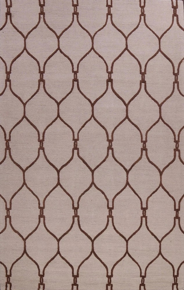 New Beige Trellis Modern Oriental Area Rug Hand-Tufted Wool Living Room Carpet