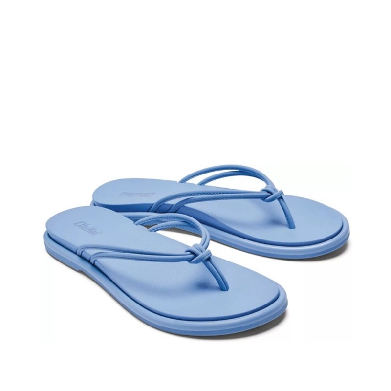 OluKai Sandal Women's 'Aka Knotted Straps Cloud Blue Comfort Flip Flop W8 New