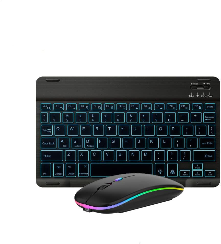 Rechargeable Wireless Bluetooth Keyboard and Mouse Combo for iPad in Black