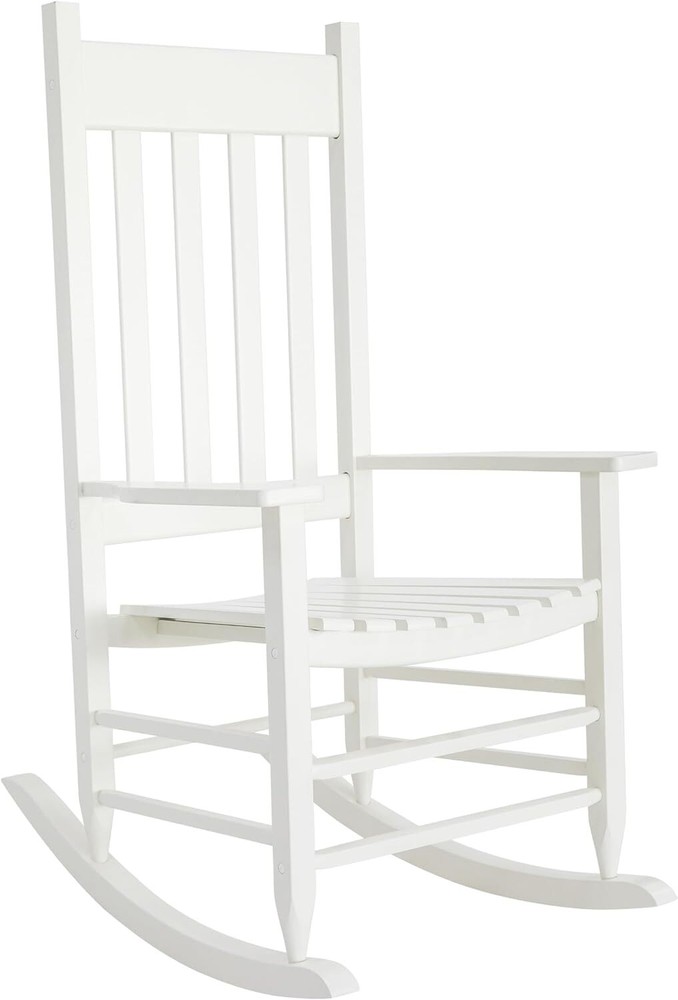 HOMESTEAD White Acacia Wood Rocking Chair for Indoor Outdoor Use-image