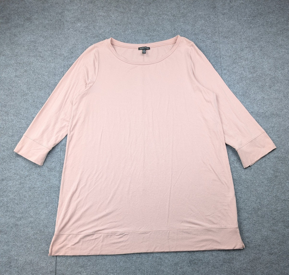 Eileen Fisher Tunic Womens Large Minimal Layering Lagenlook Pink Tencel Stretch