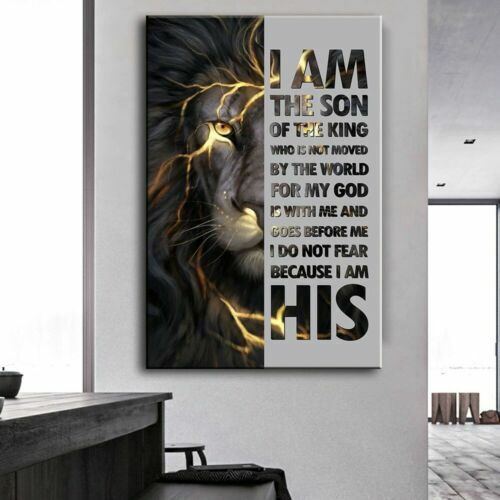 Motivational Inspirational Quote Thunder Lion Wall Art Canvas Poster Home Office