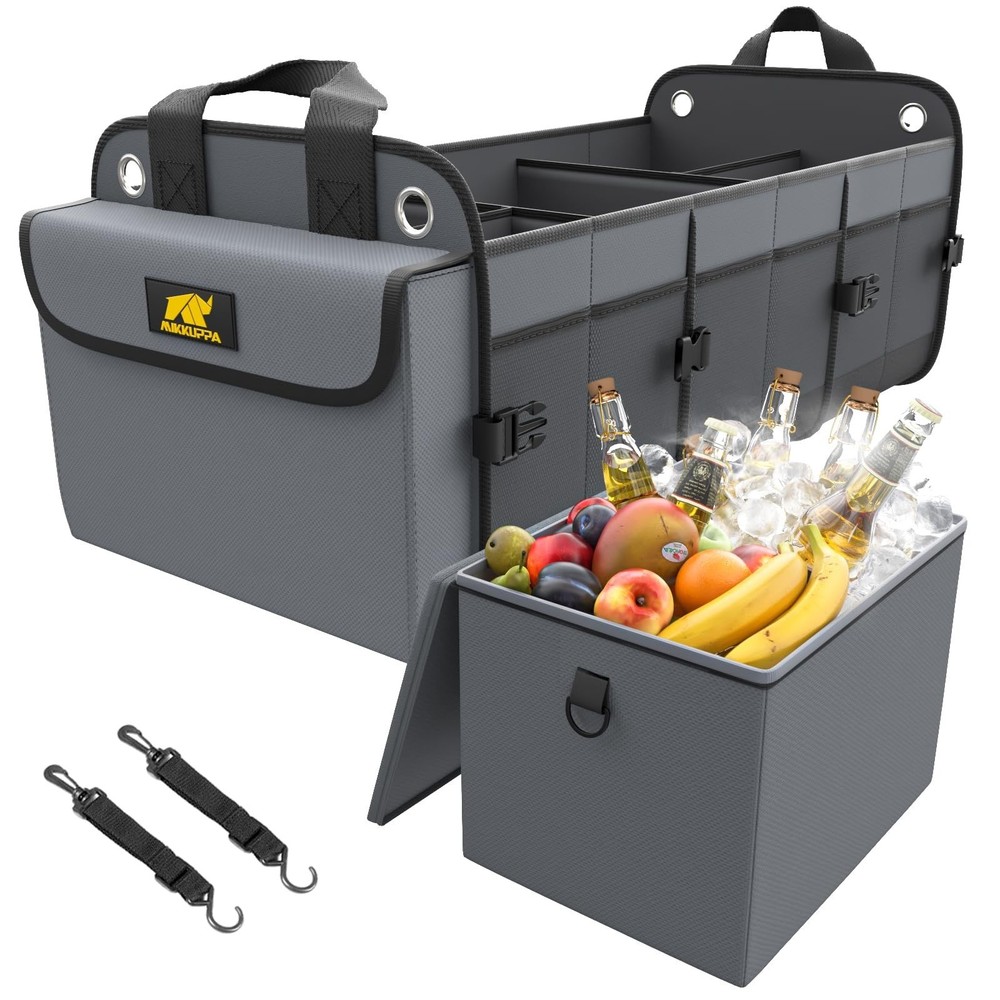 MIKKUPPA 100L Large Car Trunk Organizer with Cooler - 1680D Oxford Fabric Storage for SUV Sedan Van Travel