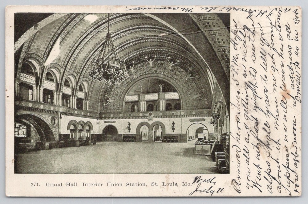 St. Louis Union Station Grand Hall Interior Postcard 1906 Posted