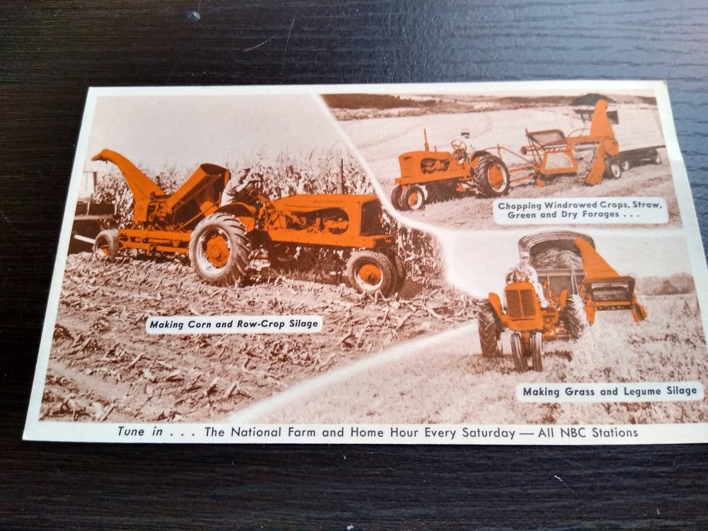 Vintage Allis-Chalmers NBC Nat'l Home Farm Hour Show Tractors Ad RPPC Postcard