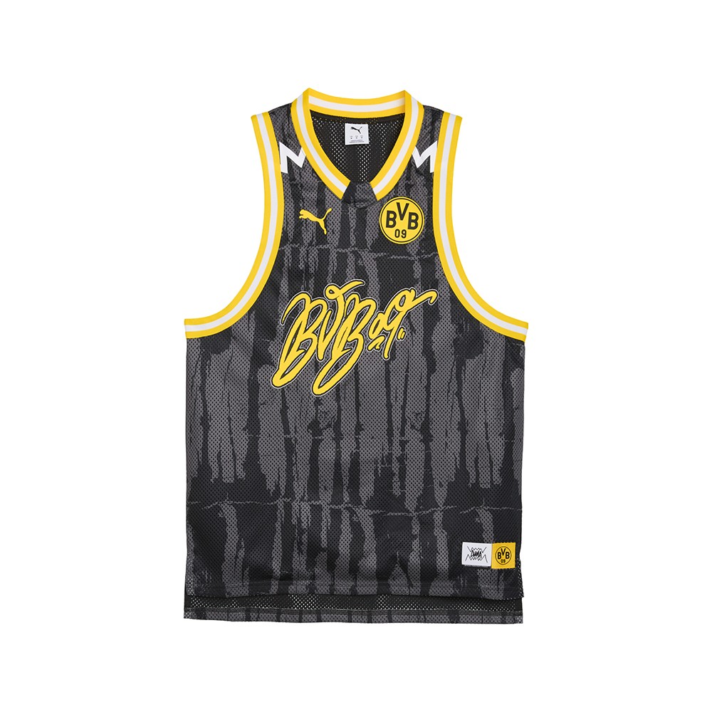 PUMA  Hoops X Borussia Dortmund Crew Neck Sleeveless Replica Jersey Mens Black