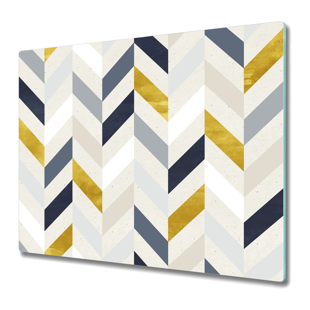 Glass Surface Protector Worktop saver Colourful lines herringbone 60x52
