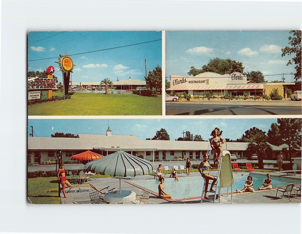 Postcard Quality Courts Motel Clark's & Restaurant Santee South Carolina USA