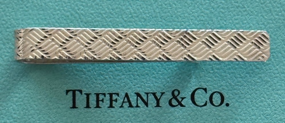 Tiffany & Co.  Tie Bar Clip Basket Weave  Sterling Siver 925