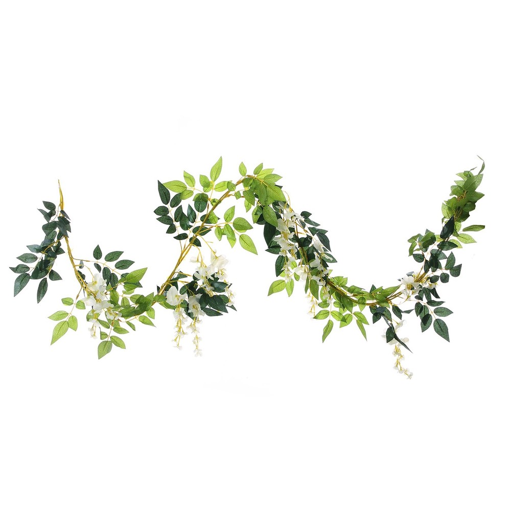 2Pcs 6.6Ft Artificial Flowers Vines Silk Wisteria Artificial Garlands Fake Ha...