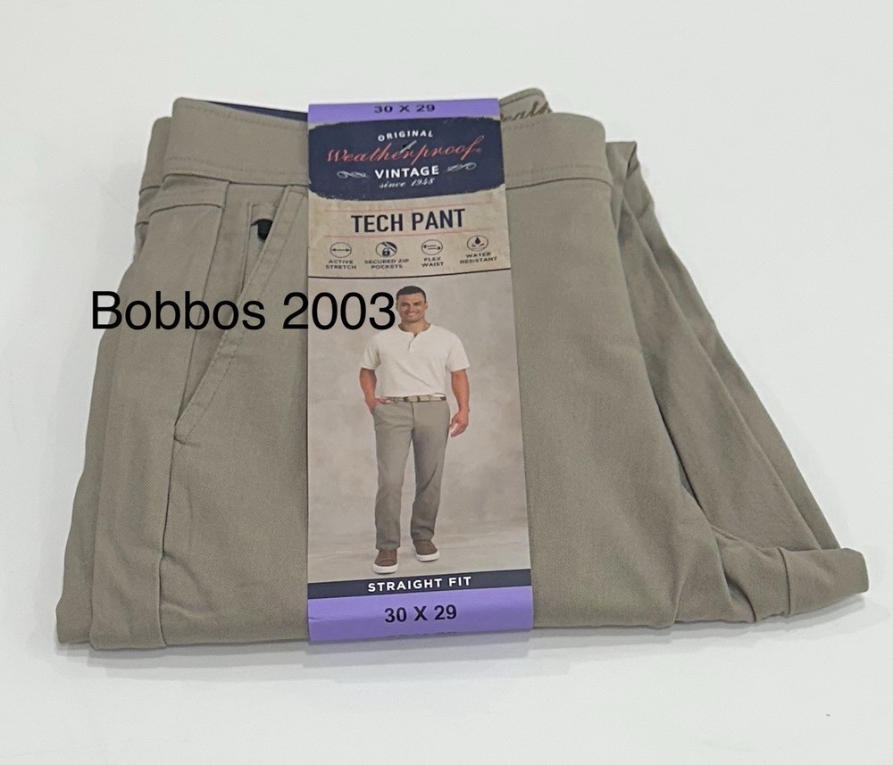 Weatherproof Vintage Men's Straight Leg Tech Pants, Tan, Size 30X29