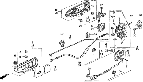 Honda Genuine 72160‑SR2‑A02ZA LH Inside Door Handle Assembly (Excel Charcoal)