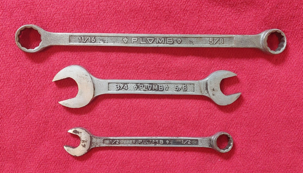 Vintage Plomb Pebble Finish Wrenches Lot Of 3 Box, Open, Combination