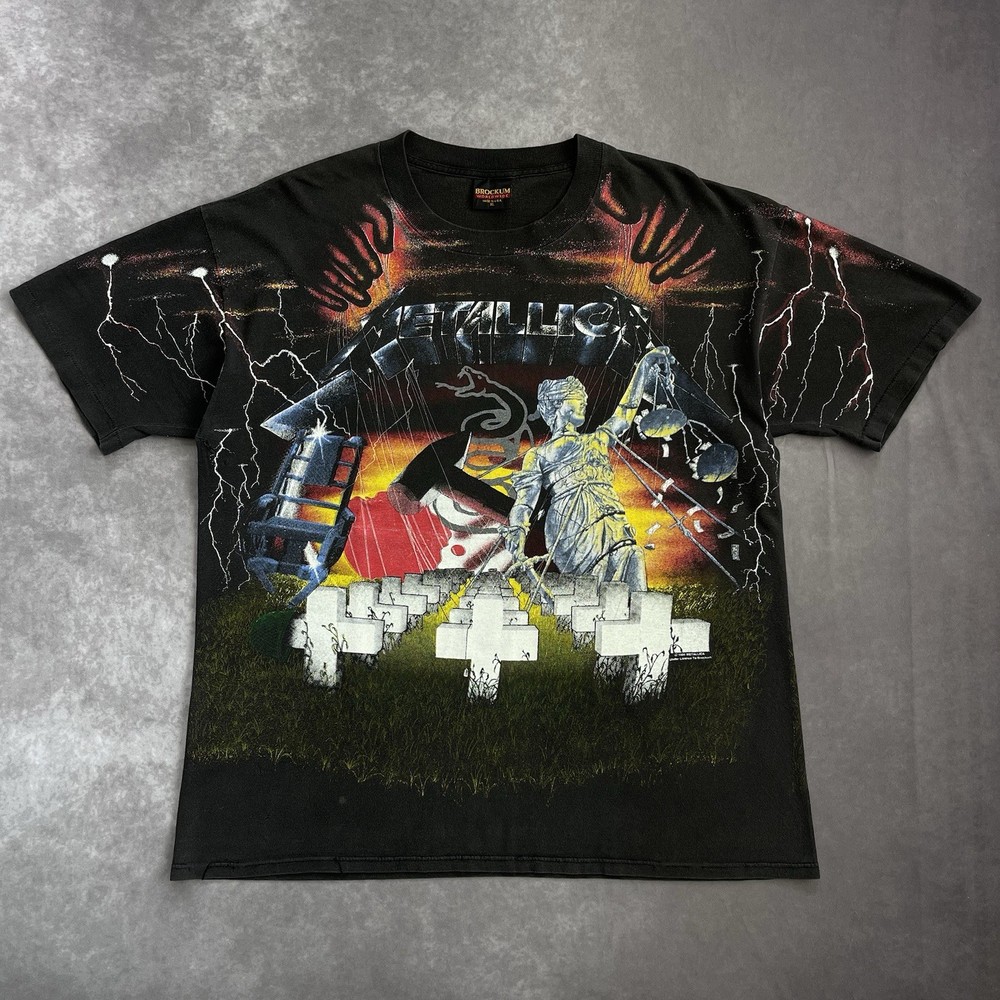Vintage 90s Metallica Master Of Puppets Album Promo Metal Lighting AOP Shirt XL