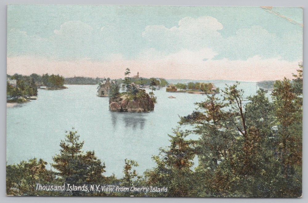 Thousand Islands New York~View from Cherry Island~Vintage Postcard