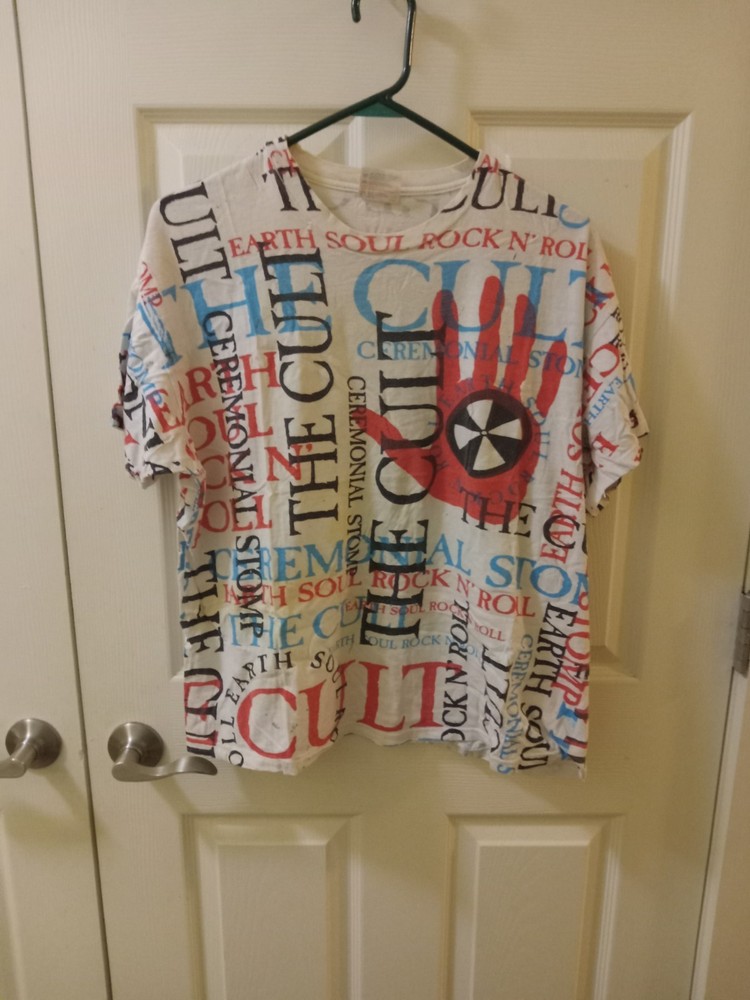 Vintage 1991 The Cult “Ceremonial Stomp” AOP Concert Band Tee XL Shirt 90s RARE