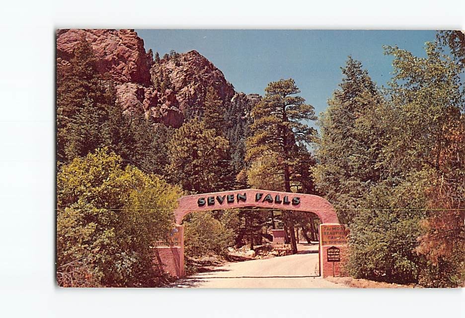 Postcard Entrance to Seven Falls South Cheyenne Canyon Colorado Springs Colorado