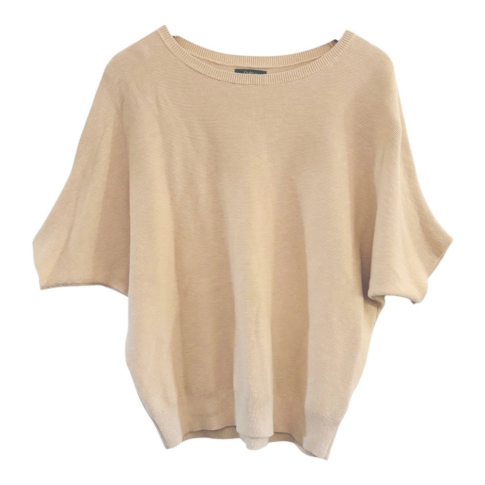 Quince Lightweight Cotton Cashmere Link Stitch Dolman Sweater Womens Size Medium