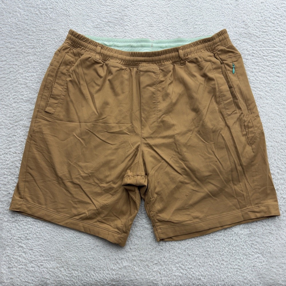 Birddogs Mens XXL Long Gym Shorts Brown Built-in Liner Athletic Training Snags