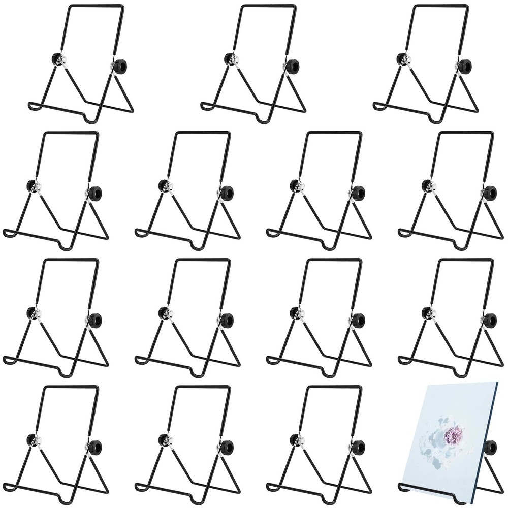 15 Pack 7x5.5 Inch Adjustable Metal Wire Easel Stands for Art Displays