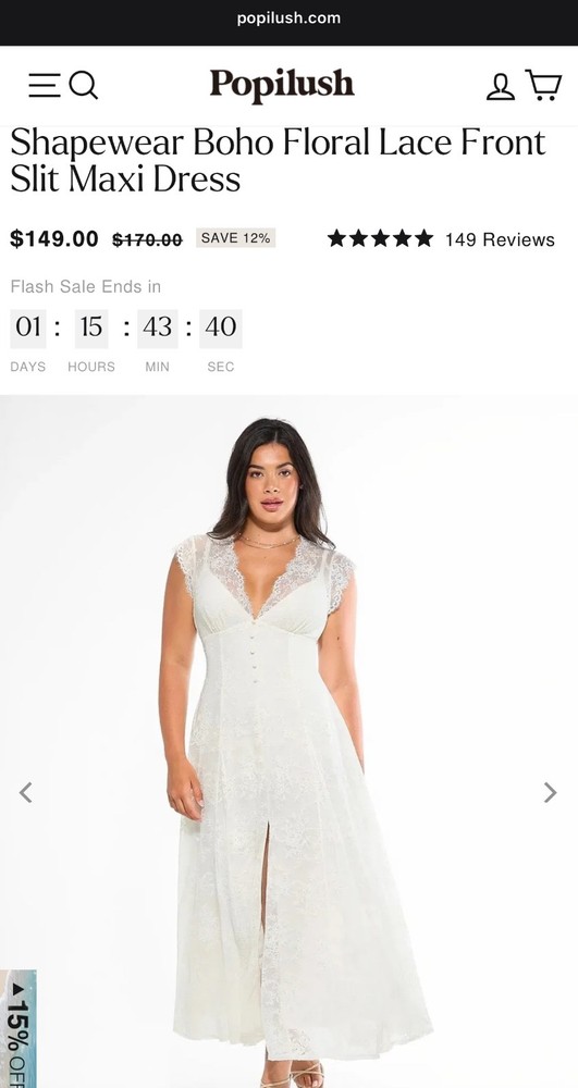 Shapewear Boho Floral Lace Front Slit Maxi Dress